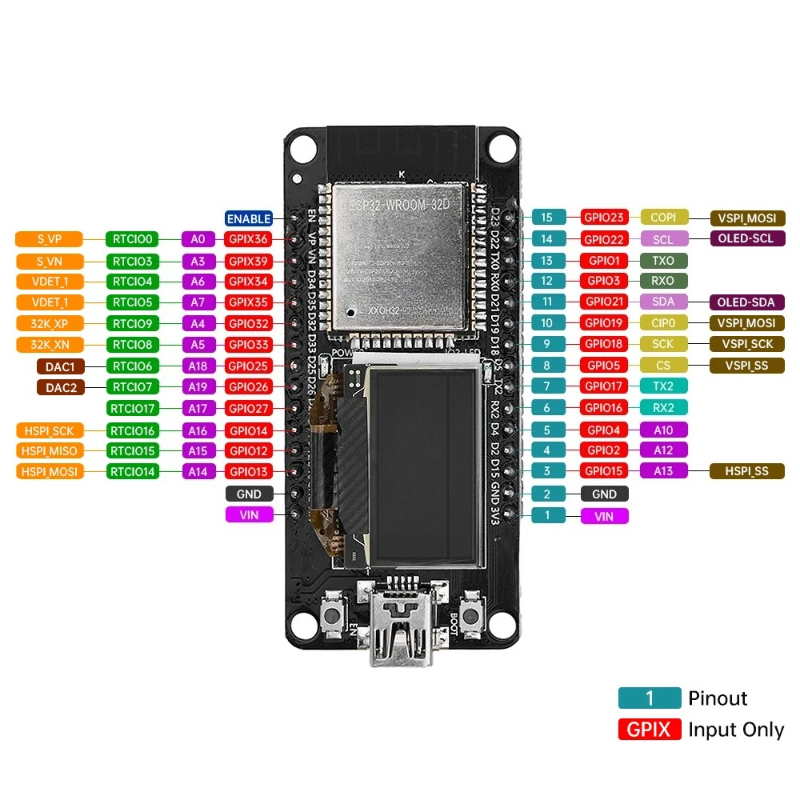 ESP32 ESP-WROOM-32D WIFI Devel - огляд і ціна Oled Display Module