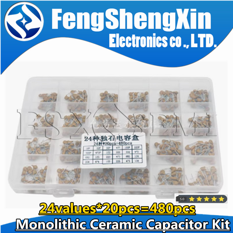 24values*20pcs=480pcs 50V 10PF - огляд і ціна Capacitor Kit Assortment