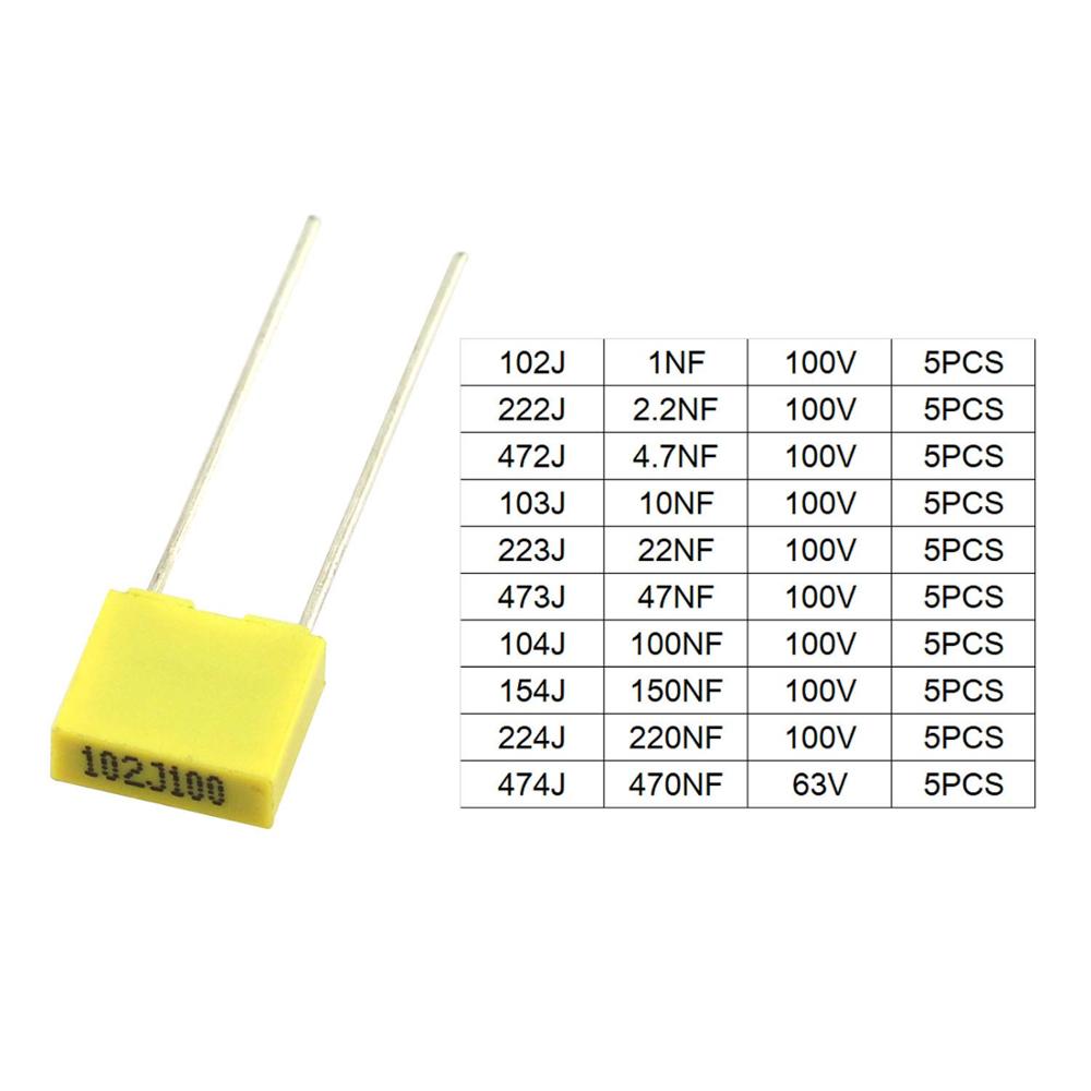 50pcs/lot 10 Value Polypropyle - огляд і ціна Capacitor Kit Assortment