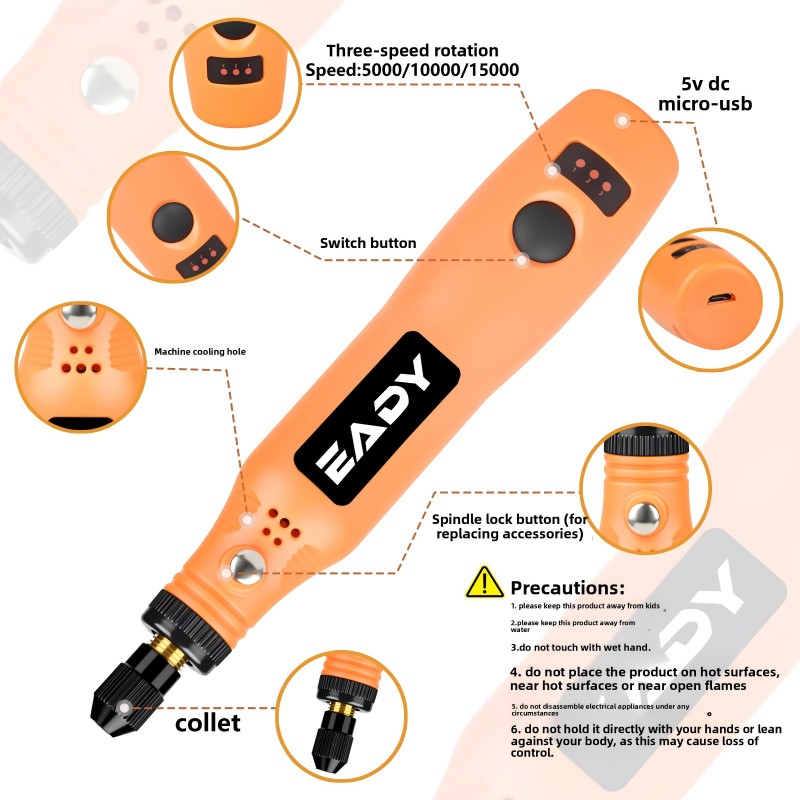 USB Cordless Rotary Tool Kit – - огляд і ціна Diy Kit Elektronik
