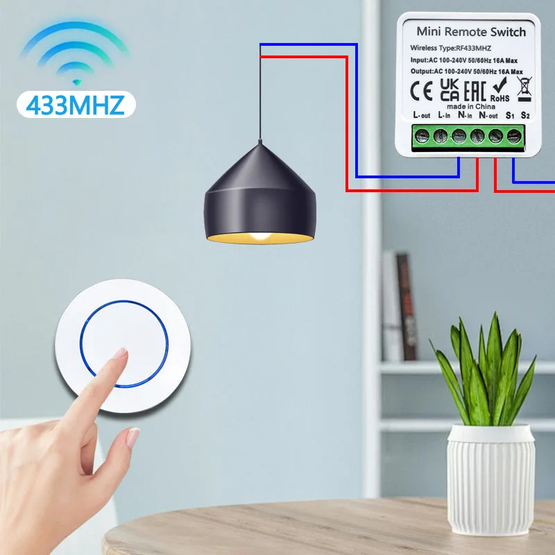 433HMz Wireless Light Switch 1 - огляд і ціна Diy Electronics Button