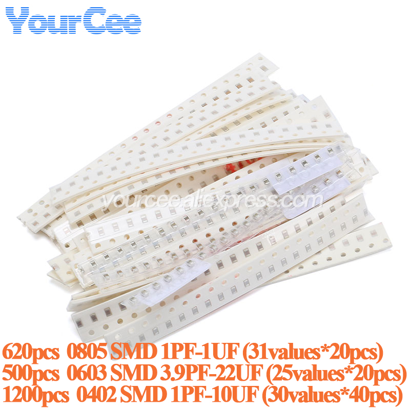 500pcs-1200pcs 0805 0603 0402  - огляд і ціна Capacitor Kit Assortment