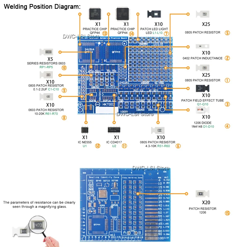 SMD/SMT Components Soldering P - огляд і ціна Diy Home Electronics Projects