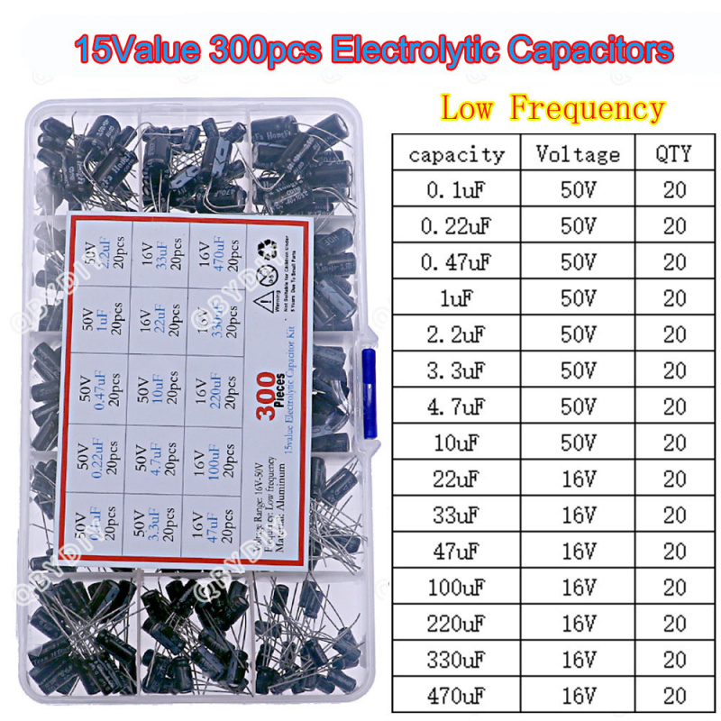 300pcs 15 types 16V 50V 0.1uf- - огляд і ціна Capacitor Kit Assortment