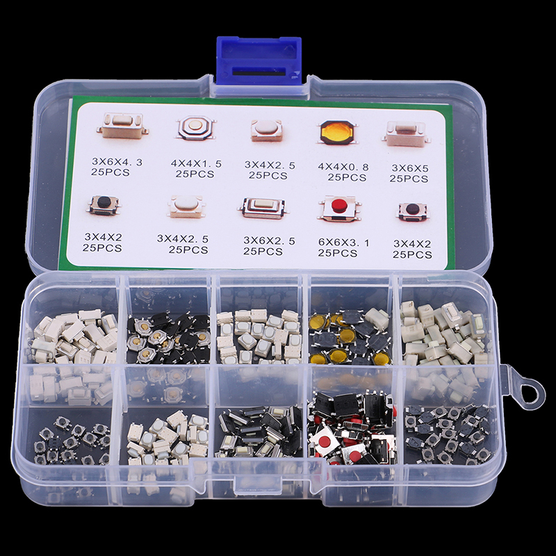 250Pcs/Set 10 Types Tactile Pu - огляд і ціна Diy Electronics Button