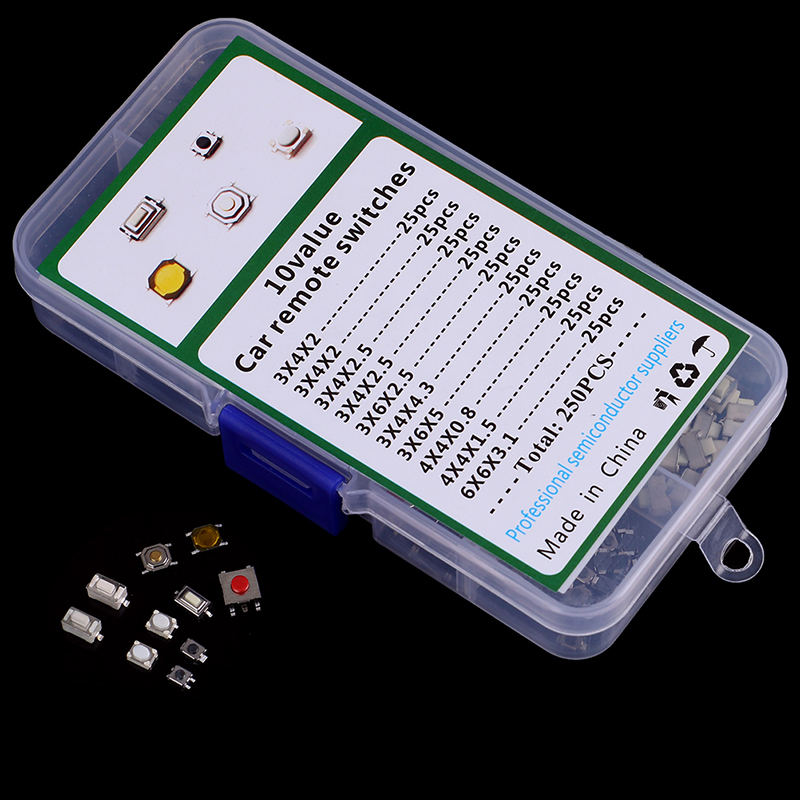 250Pcs/Set 10 Types Tactile Pu - огляд і ціна Diy Electronics Button