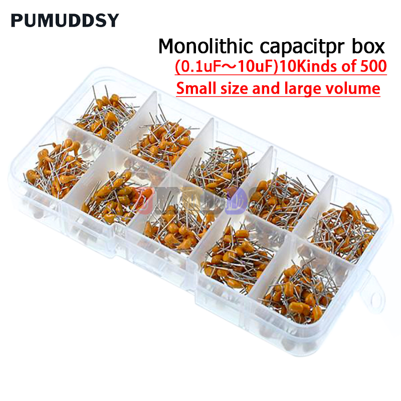 500pcs/lot 10values*50pcs 0.1u - огляд і ціна Capacitor Kit Assortment