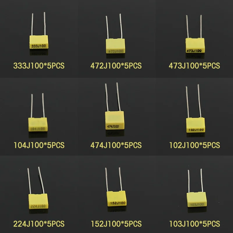 50PCS 102J~474J Polypropylene  - огляд і ціна Capacitor Kit Assortment