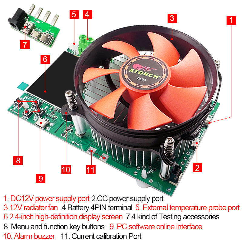 150W 4-wires Battery Capacity  - огляд і ціна Diy Electronic Load
